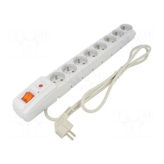 Plug socket strip: protective | Sockets: 8 | 230VAC | 10A | grey