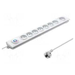 Plug socket strip: protective | Sockets: 8 | 230VAC | 10A | white