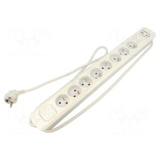 Plug socket strip: protective | Sockets: 8 | 230VAC | 16A | white