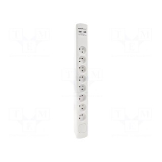 Plug socket strip: protective | Sockets: 8 | 230VAC | 16A | white