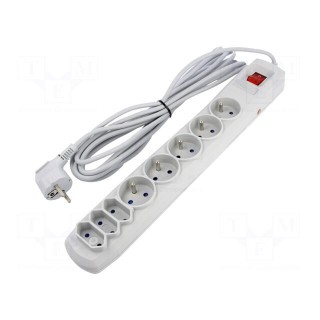 Plug socket strip: protective | Sockets: 8 | 250VAC | 10A | grey