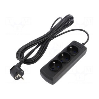 Plug socket strip: supply | Sockets: 3 | 250VAC | 10A | black