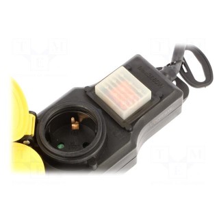 Plug socket strip: supply | Sockets: 3 | 250VAC | 16A | black,yellow