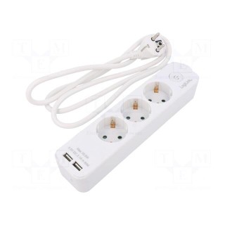 Plug socket strip: supply | Sockets: 5 | 250VAC | 16A | white | 1.5m