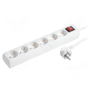 Plug socket strip: protective | Sockets: 6 | 230VAC | 16A | 1.5m | IP20