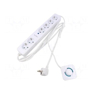 Plug socket strip: supply | Sockets: 6 | 230VAC | 16A | white | 1.5m