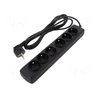 Plug socket strip: supply | Sockets: 6 | 250VAC | 10A | black