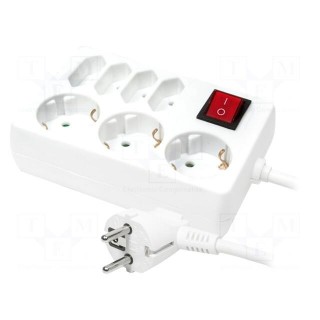 Plug socket strip: supply | Sockets: 7 | 230VAC | 16A | white | 5m | IP20