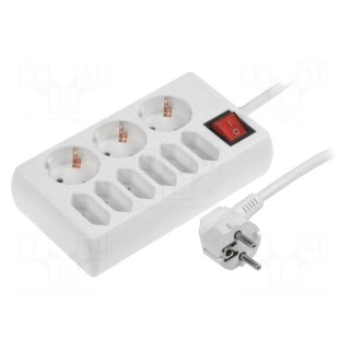 Plug socket strip: protective | Sockets: 9 | 230VAC | 16A | 1.5m | IP20