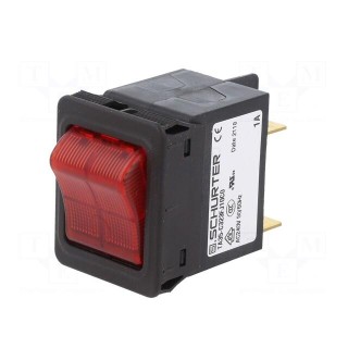 Circuit breaker | Urated: 240VAC | 60VDC | 1A | DPST | Poles: 2 | SNAP-IN