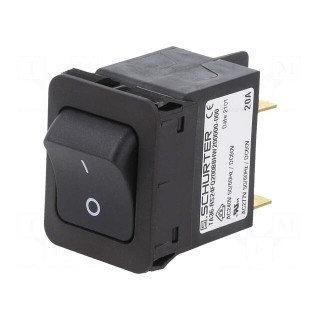 Circuit breaker | Urated: 240VAC | 60VDC | 20A | DPST | 34x26mm | MCB