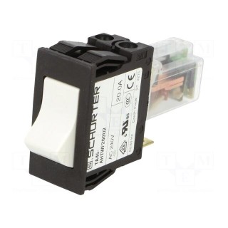 Circuit breaker | Urated: 240VAC | 60VDC | 20A | DPST | Poles: 2 | SNAP-IN