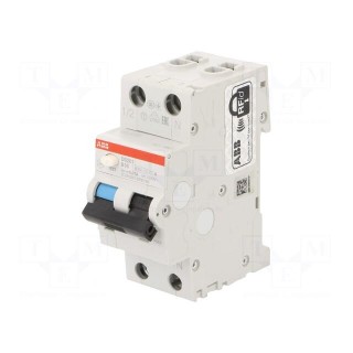 RCBO breaker | Inom: 16A | Ires: 10mA | Poles: 1+N | 230VAC | IP20 | DS200