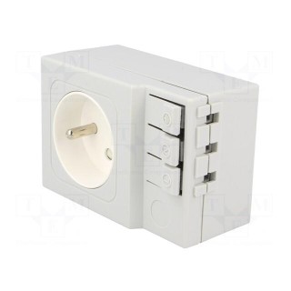 E-type socket | 250VAC | 16A | IP20 | for DIN rail mounting