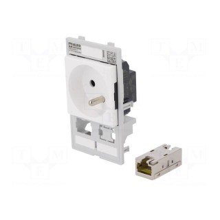 E-type socket | 250VAC | 16A | IP20 | on panel | Input: RJ45,4mm fork