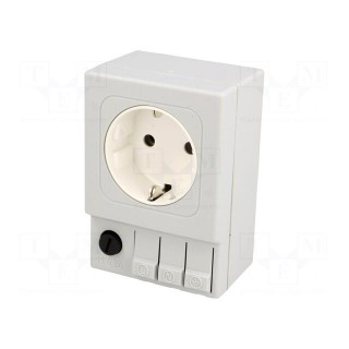 F-type socket | 250VAC | 6.3A | IP20 | DIN | 92x62x48mm