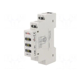 Module: voltage indicator | 3x400VAC | IP20 | DIN | 90x17.5x66mm