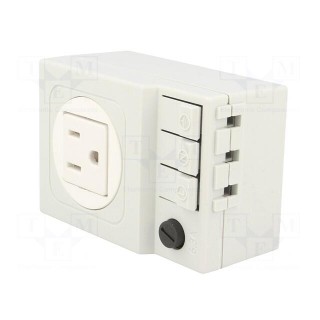 USA-type socket | 120VAC | 6.3A | IP20 | for DIN rail mounting