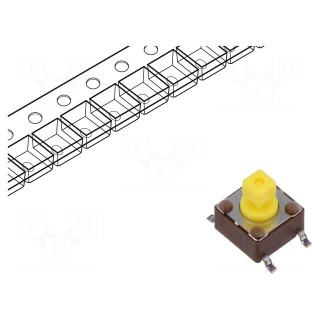 Microswitch TACT | SPST-NO | Pos: 2 | 0.05A/12VDC | SMD | none | 5.2N
