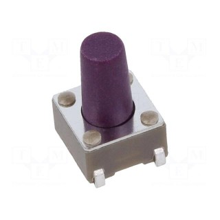 Microswitch TACT | SPST-NO | Pos: 2 | 0.05A/12VDC | SMT | 0.64N | 6x6x4mm