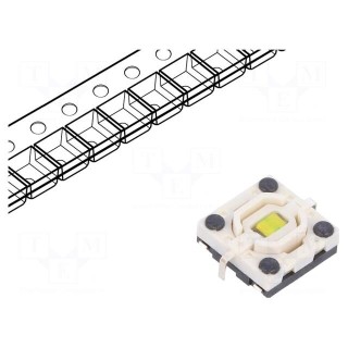 Microswitch TACT | SPST-NO | Pos: 2 | 0.05A/12VDC | SMT | LED | white
