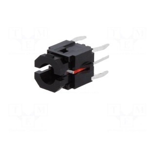 Microswitch TACT | SPST-NO | Pos: 2 | 0.05A/12VDC | THT | LED | red | 1.96N