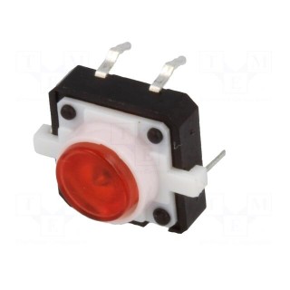 Microswitch TACT | SPST-NO | Pos: 2 | 0.05A/12VDC | THT | LED | red | 2.45N