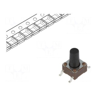 Microswitch TACT | SPST-NO | Pos: 2 | 0.05A/24VDC | SMT | none | OFF-(ON)