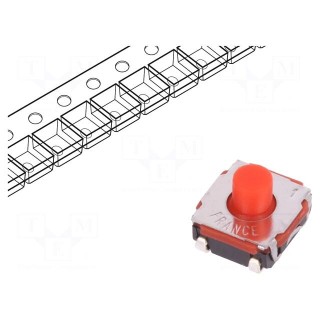 Switch: detecting | Pos: 2 | SPST-NO | 0.05A/32VDC | red | Mounting: SMT