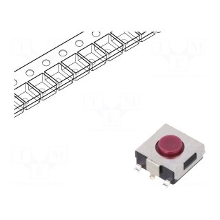 Microswitch TACT | SPST | Pos: 2 | 0.05A/12VDC | SMT | 2.4N | 3.1mm | round
