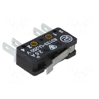 Microswitch SNAP ACTION | 2.5A/250VAC | 0.3A/220VDC | with lever