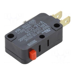 Microswitch SNAP ACTION | 16A/250VAC | 0.3A/250VDC | without lever