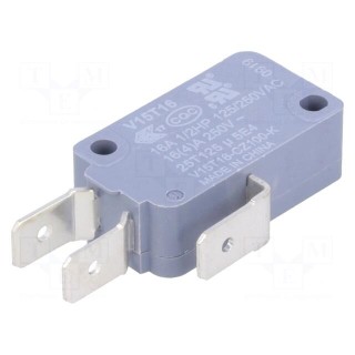 Microswitch SNAP ACTION | without lever | SPDT | 16A/250VAC | Pos: 2