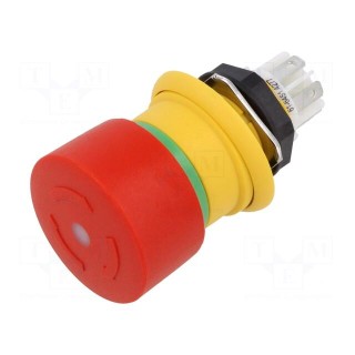 Switch: emergency stop | 16mm | NC + NO | red | LED | IP67,IP6K9K | 61