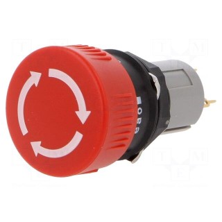 Switch: emergency stop | 16mm | Stabl.pos: 2 | NC x2 | red | none | IP65
