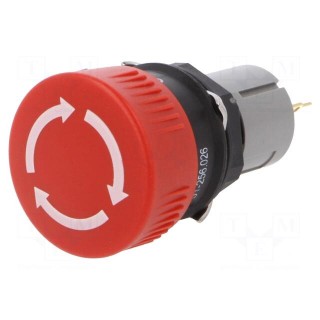 Switch: emergency stop | 16mm | Stabl.pos: 2 | NC | red | none | IP65 | 51