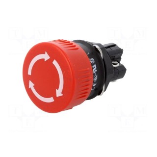 Switch: emergency stop | 16mm | Stabl.pos: 2 | NC + NO | red | none | IP65
