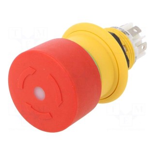 Switch: emergency stop | 16mm | Stabl.pos: 2 | NC x2 | red | LED | Pos: 2