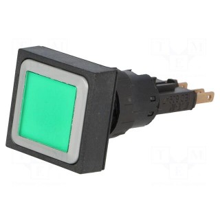 Switch: push-button | 16mm | Stabl.pos: 1 | green | filament lamp