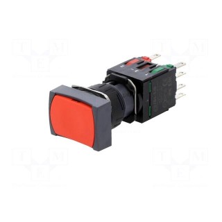 Switch: push-button | Stabl.pos: 1 | NC + NO | 16mm | red | none | Pos: 2
