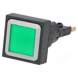 Switch: push-button | 16mm | Stabl.pos: 2 | green | filament lamp