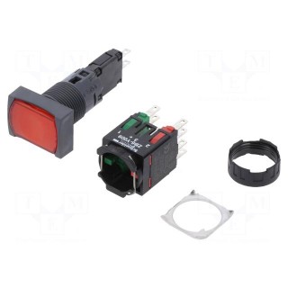 Switch: push-button | Stabl.pos: 2 | NC + NO | 16mm | red | LED | 12÷24VDC