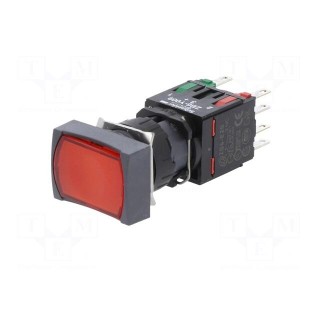 Switch: push-button | Stabl.pos: 2 | NC + NO | 16mm | red | LED | 12÷24VDC