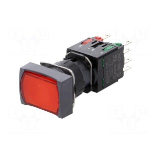 Switch: push-button | Stabl.pos: 1 | NC + NO | 16mm | red | LED | 12÷24VDC