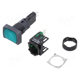 Switch: push-button | 16mm | Stabl.pos: 1 | NO | green | LED | 12÷24VDC