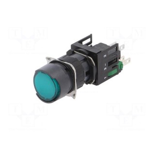 Switch: push-button | 16mm | Stabl.pos: 2 | NO | green | LED | 12÷24VDC