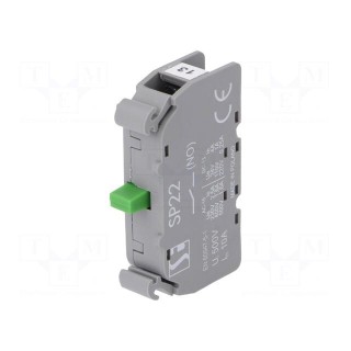 Contact block | NO | 2.5A/230VAC | 4A/24VDC | 22mm | front fixing