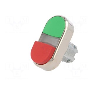 Switch: double | 22mm | Stabl.pos: 1 | green/red | IP67 | flat + convex