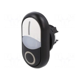 Switch: double | 22mm | Stabl.pos: 1 | white/black | M22-FLED,M22-LED