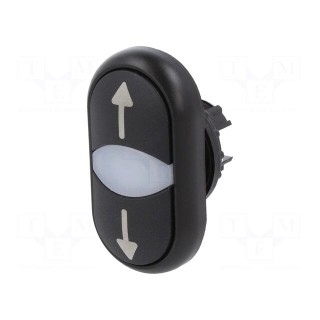 Switch: double | 22mm | Stabl.pos: 1 | black | M22-FLED,M22-LED | IP66